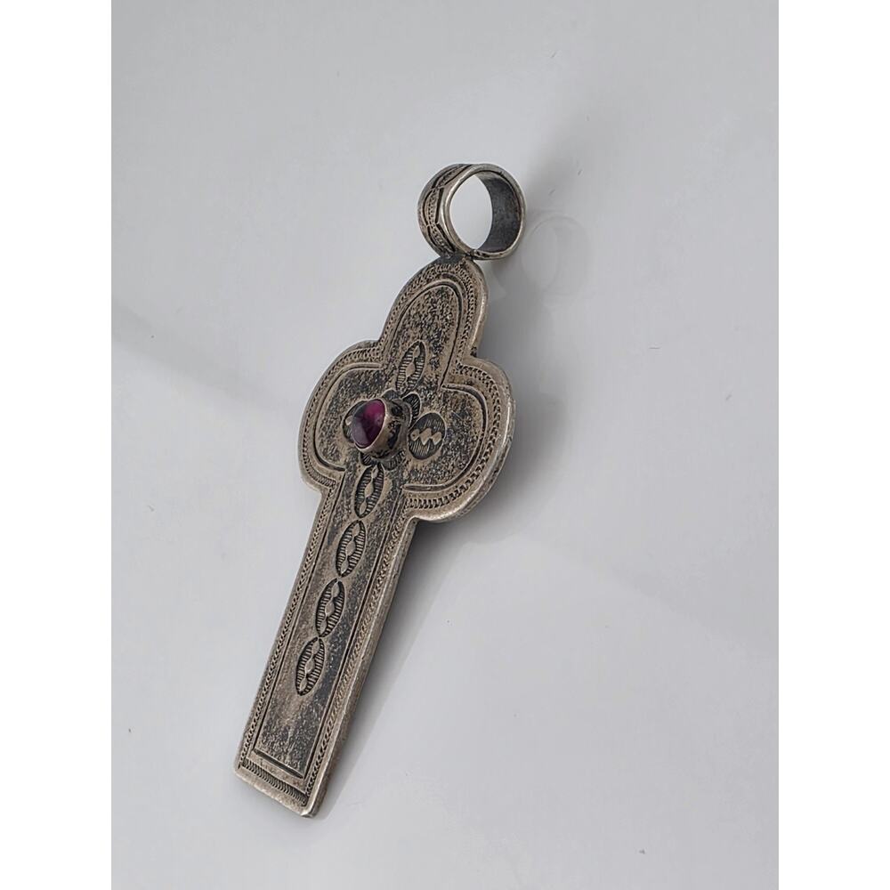 Don Lucas Native American Sterling Silver 925 Gem Stone Cross Pendent - Picture 9 of 14